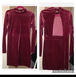 Open back Long sleeve fitted velour dress